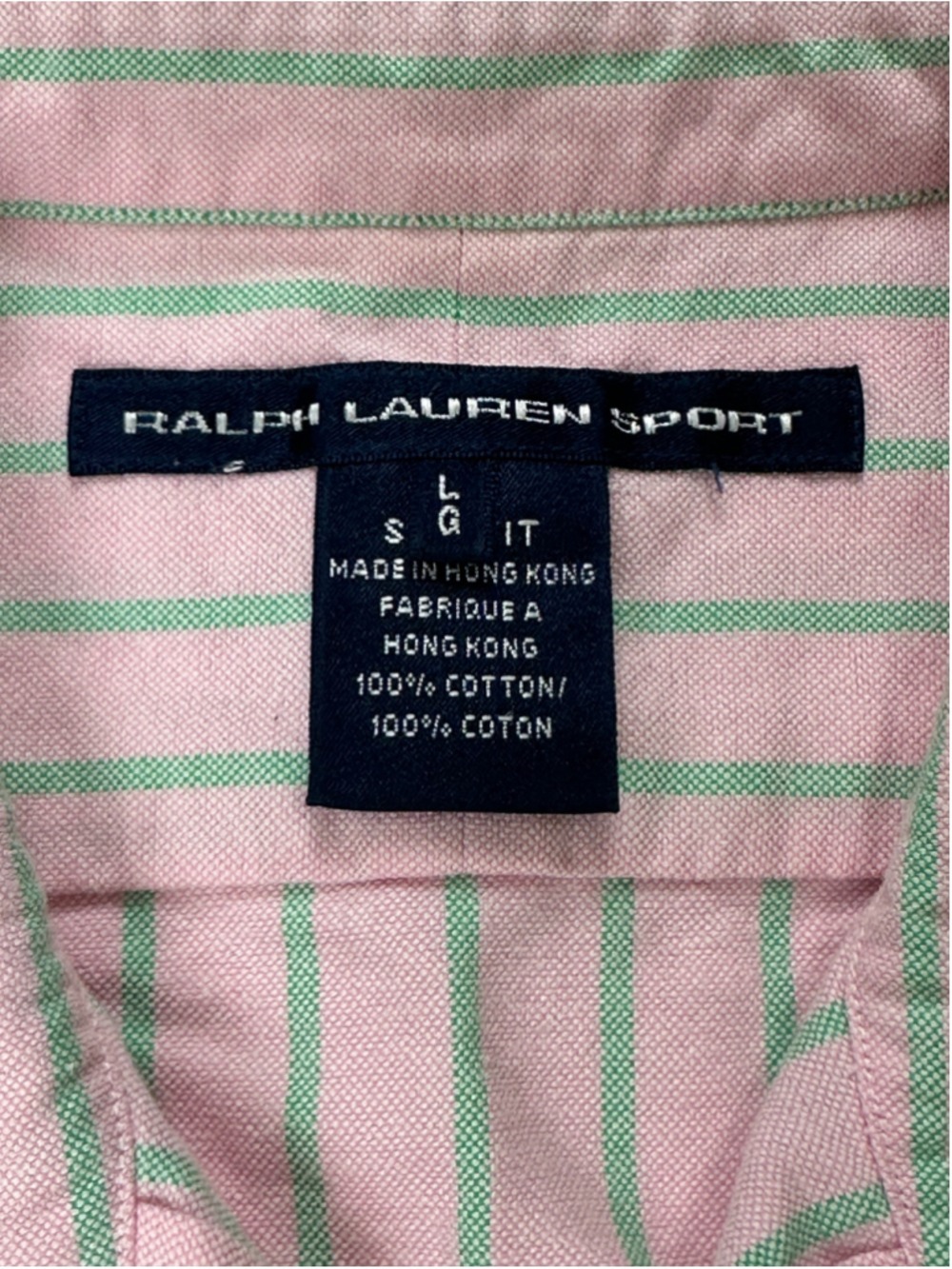 Vintage Ralph Lauren Sport Women’s Pink Green Stripe Oxford Shirt Hong Kong Slim - Picture 7 of 12